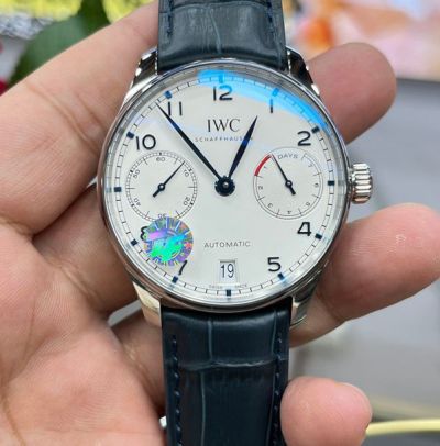 ZF Factory IWC Portugieser Seven-day Power Reserve White Dial Leather Strap Watch